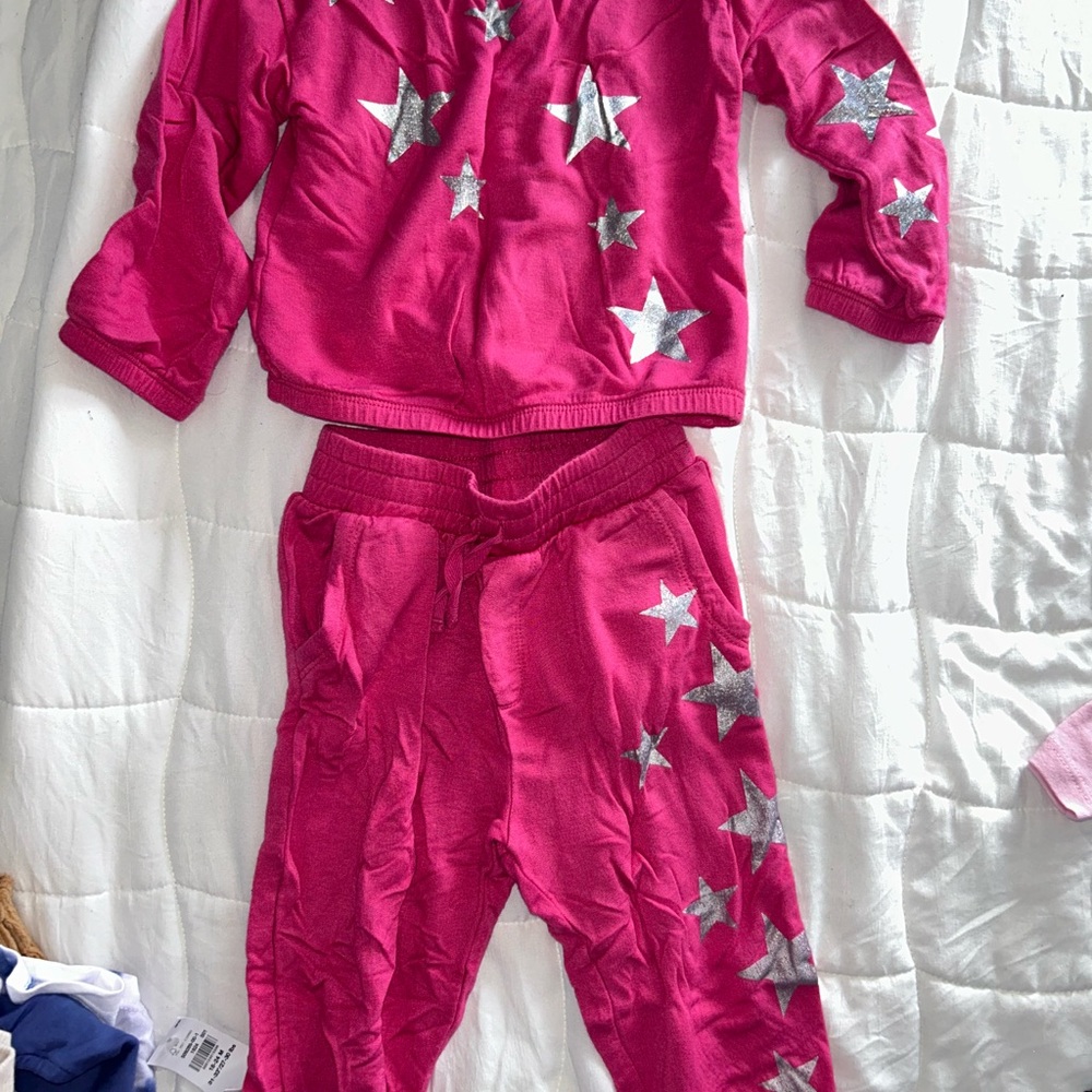 Splendid Pink and Silver Pajama Set with Butterfly Accents